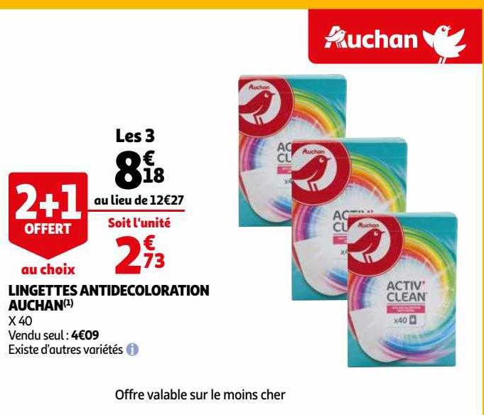 lingettes antidécoloration auchan