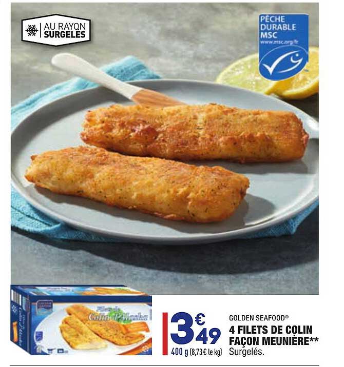 4 Filets De Colin Façon Meunière Golden Seafood
