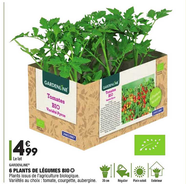 6 plants de légumes bio gardenline