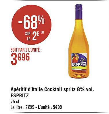 apéritif d'italie cocktail spritz 8% vol. espritz