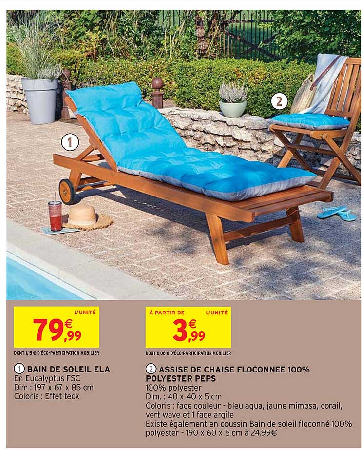 Bain De Soleil Ela, Assise De Chaise Floconnée 100% Polyester Peps