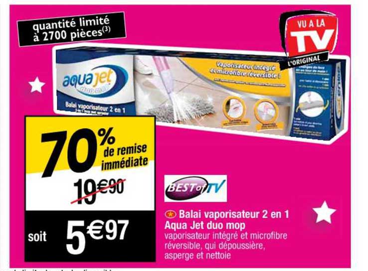 balai vaporisateur 2 en 1 aqua jet duo mop best of tv