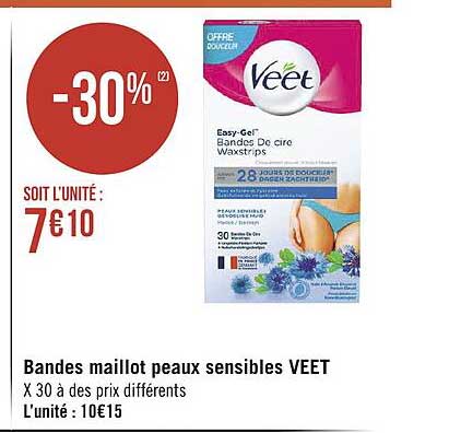 bandes maillot peaux sensibles veet