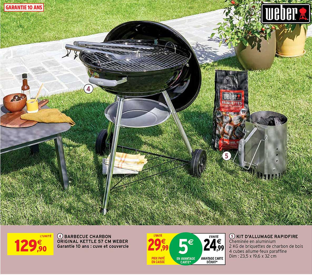 Barbecue Charbon Original Kettle 57 Cm Weber, Kit D'allumage Rapidfire