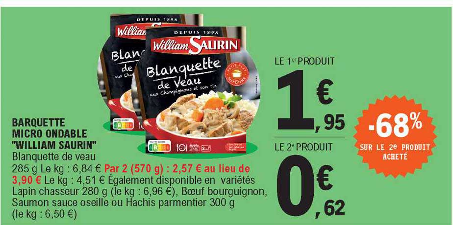 barquette micro ondable "william saurin"