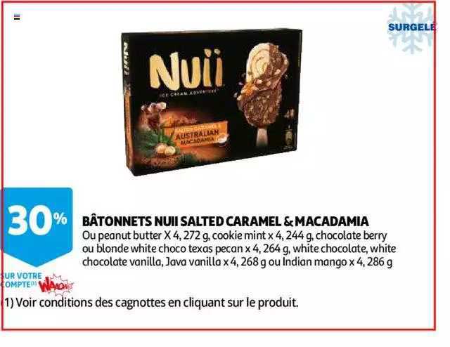 bâtonnets nuii salted caramel & macadamia