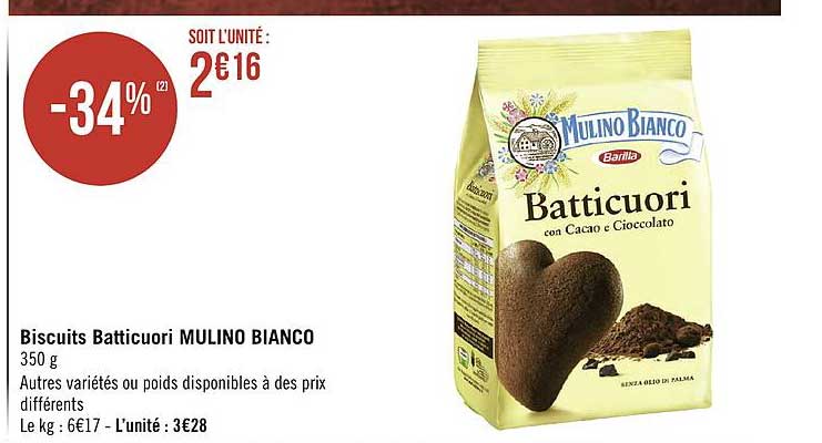 biscuits batticuori mulino bianco
