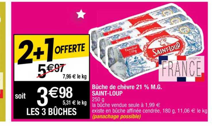 bûche de chèvre 21% m.g. saint-loup