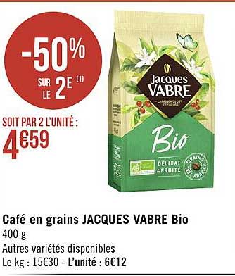 café en grains jacques vabre bio
