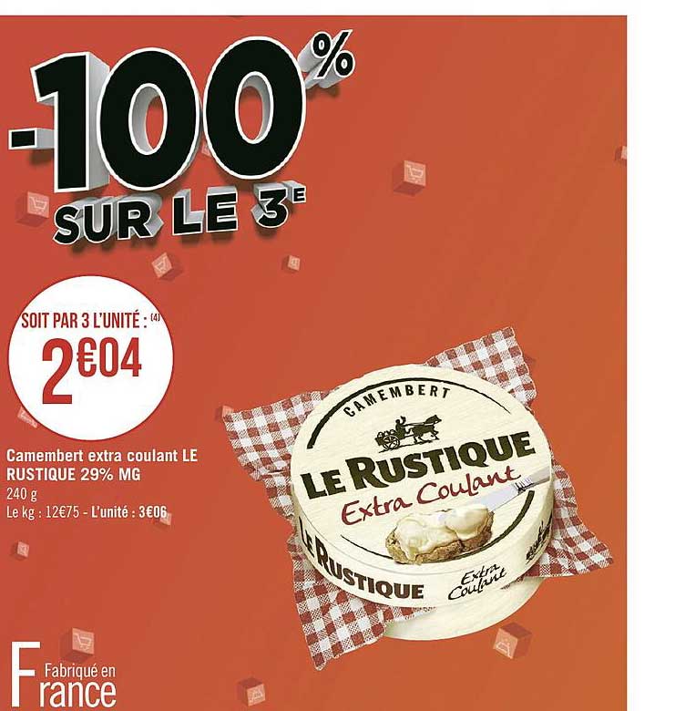 Camembert Extra Coulant Le Rustique 29% Mg