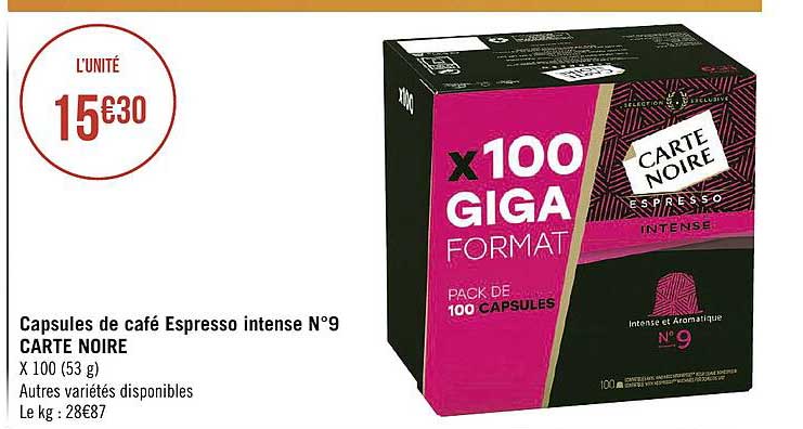 Capsules De Café Espresso Intense N°9 Carte Noire