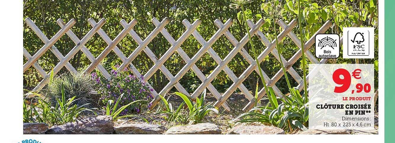 clôture croisée en pin
