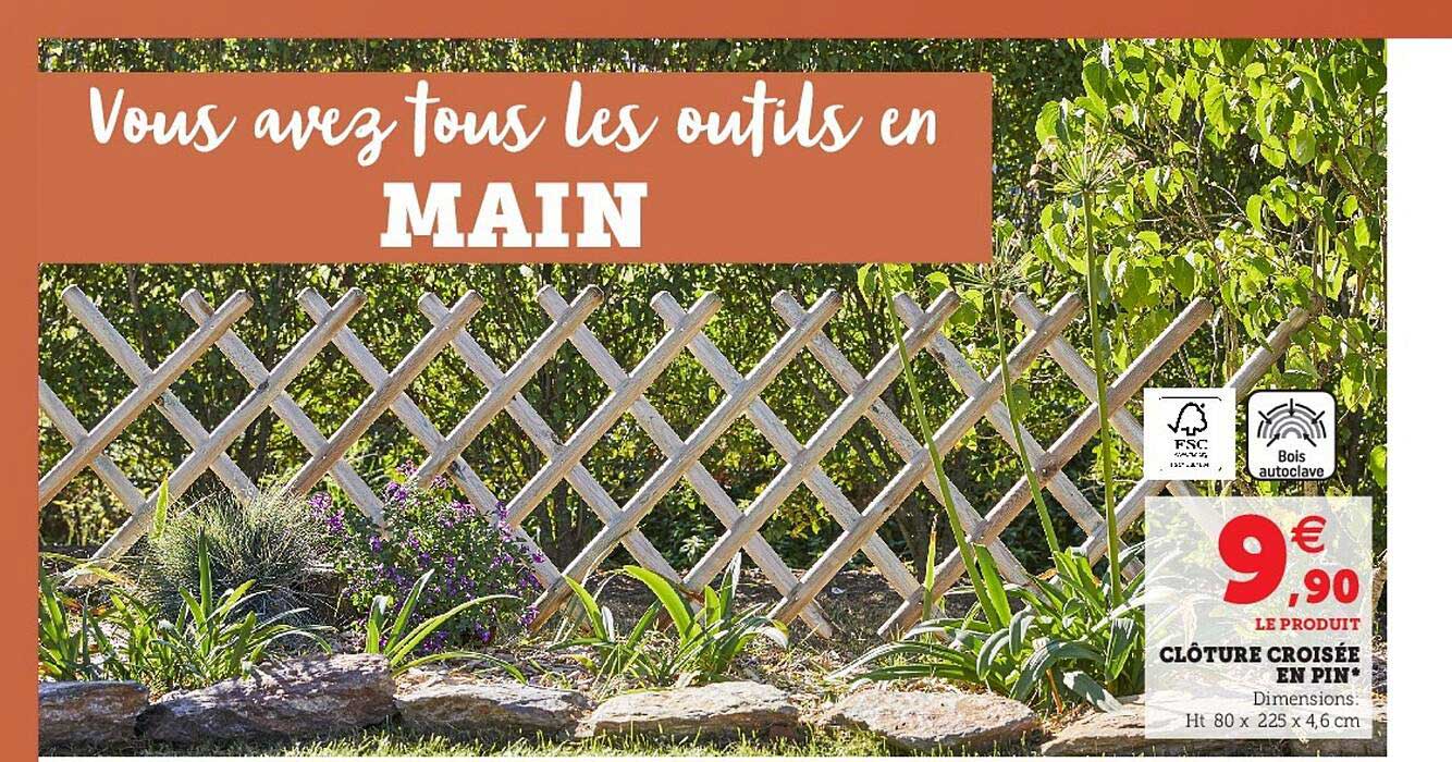 clôture croisée en pin