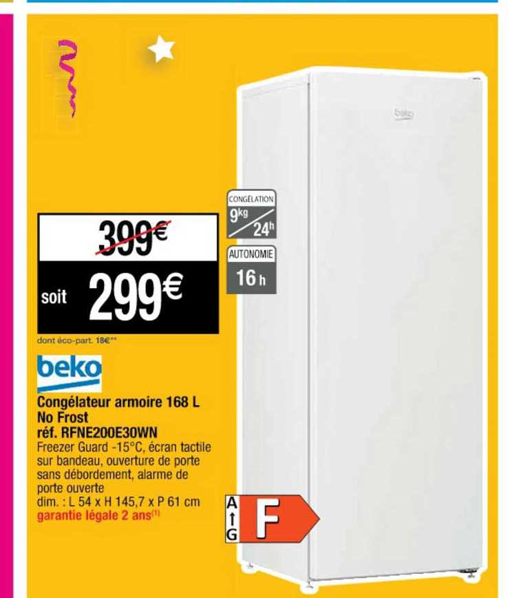 congélateur armoire 168 l no frost beko
