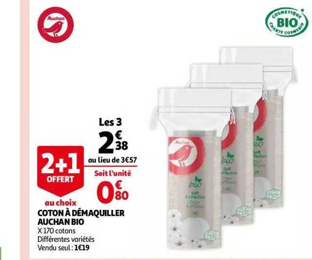 Coton à Démaquiller Auchan Bio