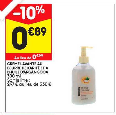 crème lavante au beurre de karité et à l'huile d'argan sooa