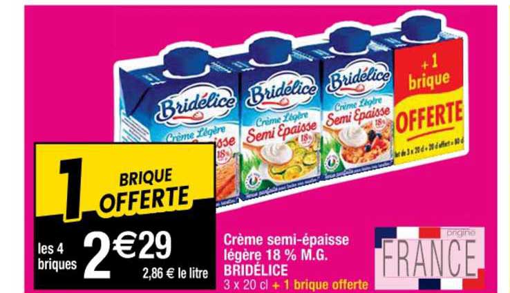 crème semi-épaisse légère 18% m.g. bridélice