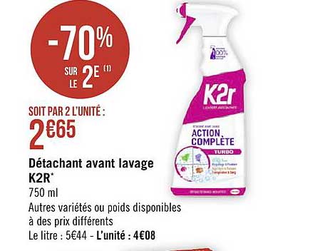 détachant avant lavage k2r