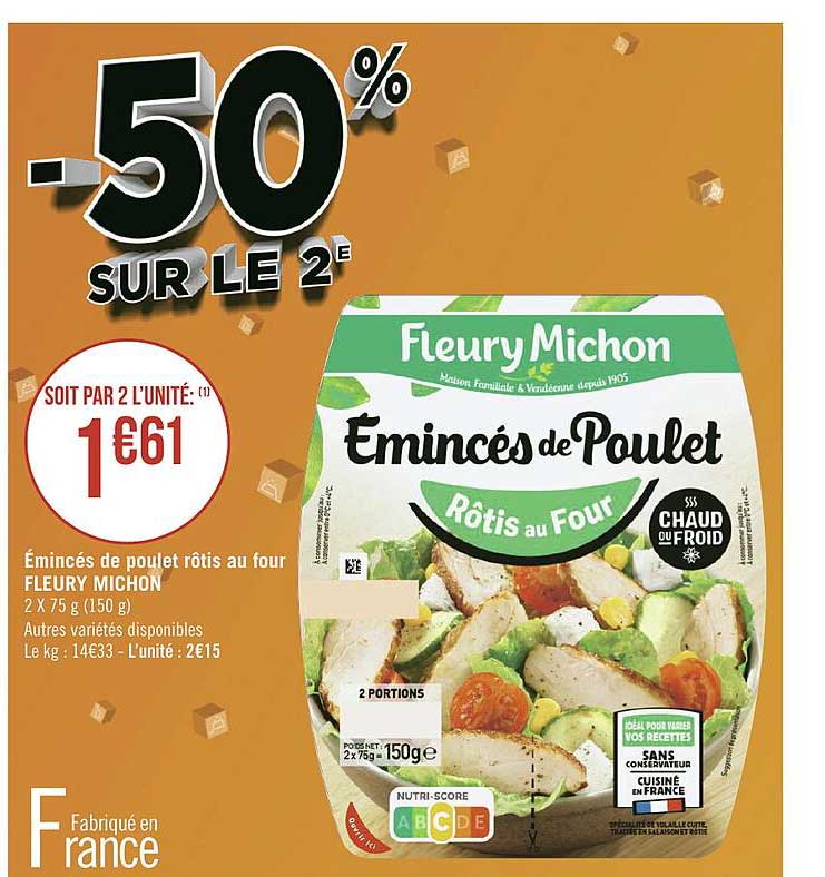 émincés de poulet rôtis au four fleury michon