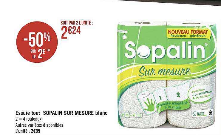 essuie tout sopalin sur mesure blanc