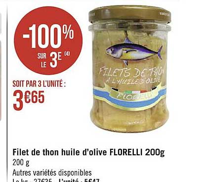 filet de thon huile d'olive florelli 200g