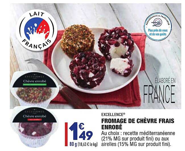 fromage de chèvre frais enrobé excellence