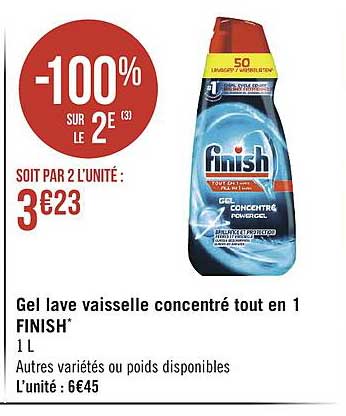 gel lave vaisselle concentré tout en 1 finish