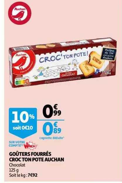 goûters fourrés croc ton pote auchan