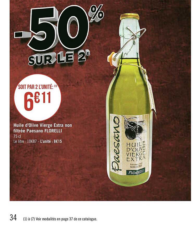 huile d'olive vierge extra non filtrée paesano florelli