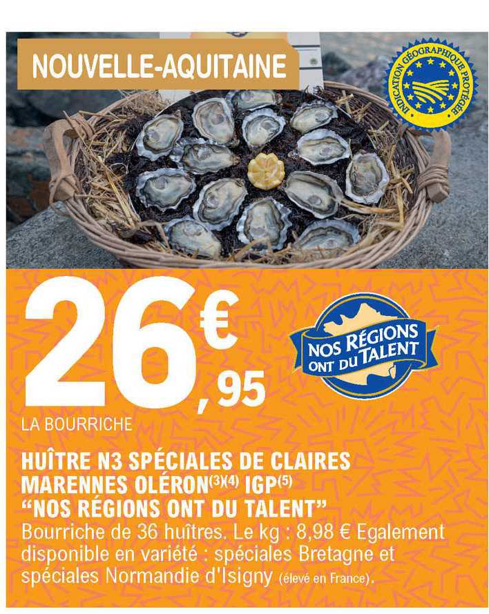 huître n°3 spéciales de claires marennes oléron igp "nos régions ont du talent"