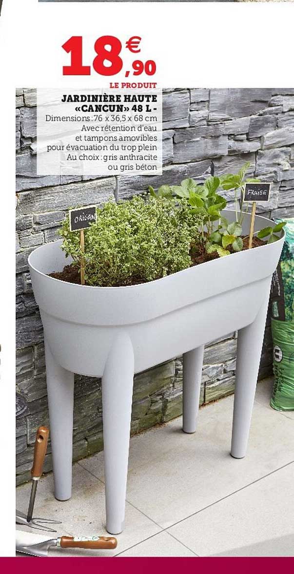 jardinière haute "cancun" 48l