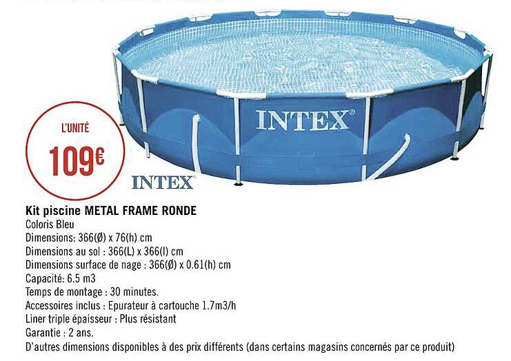 kit piscine metal frame ronde intex