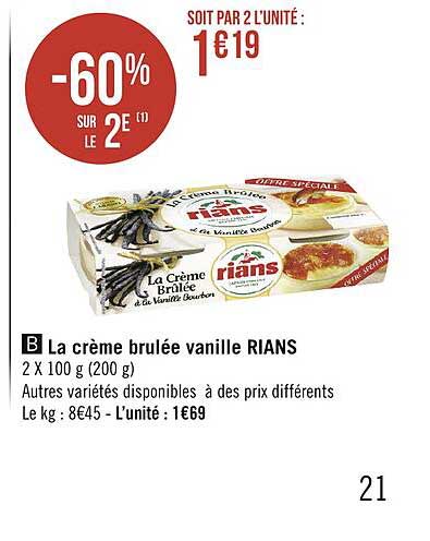 la crème brulée vanille rians