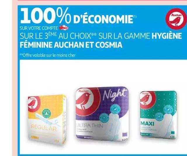 la gamme hygiène féminine auchan et cosmia