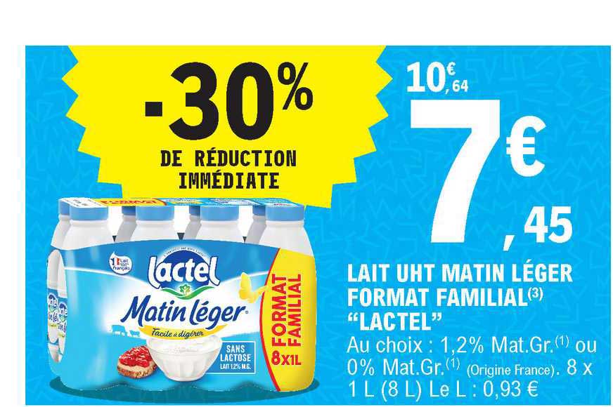 lait uht matin léger format familial "lactel"