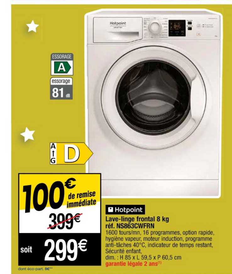 lave-linge frontal 8 kg hotpoint