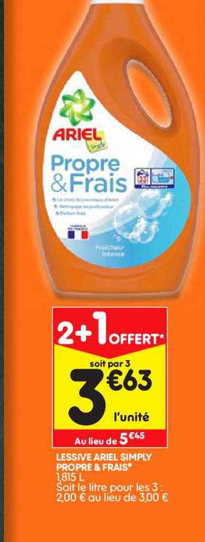 lessive ariel simply propre & frais