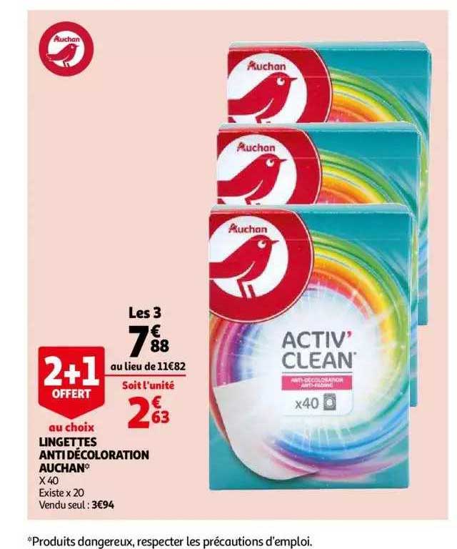 lingettes anti décoloration auchan