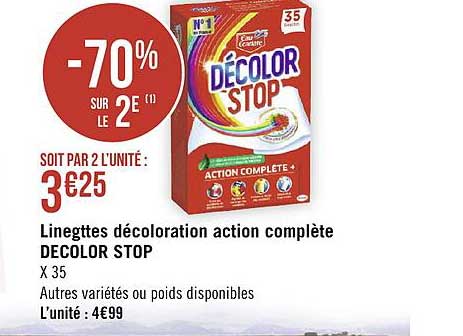 lingettes décoloration action complète décolor stop