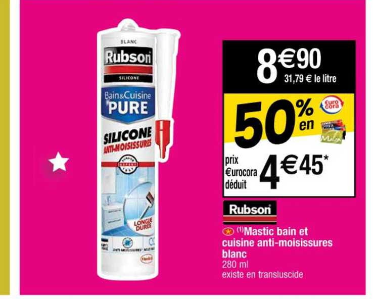 mastic bain et cuisine anti-moisissures blanc rubson