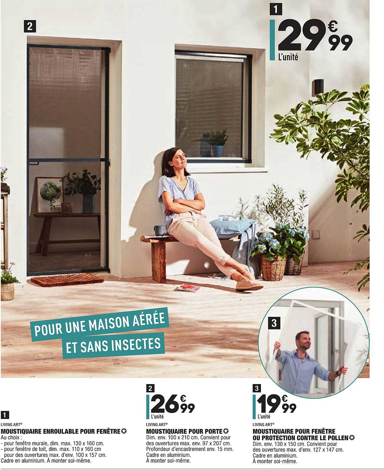 moustiquaire enroulable pour fenêtre, moustiquaire pour porte, moustiquaire pour fenêtre ou protection contre le pollen living art