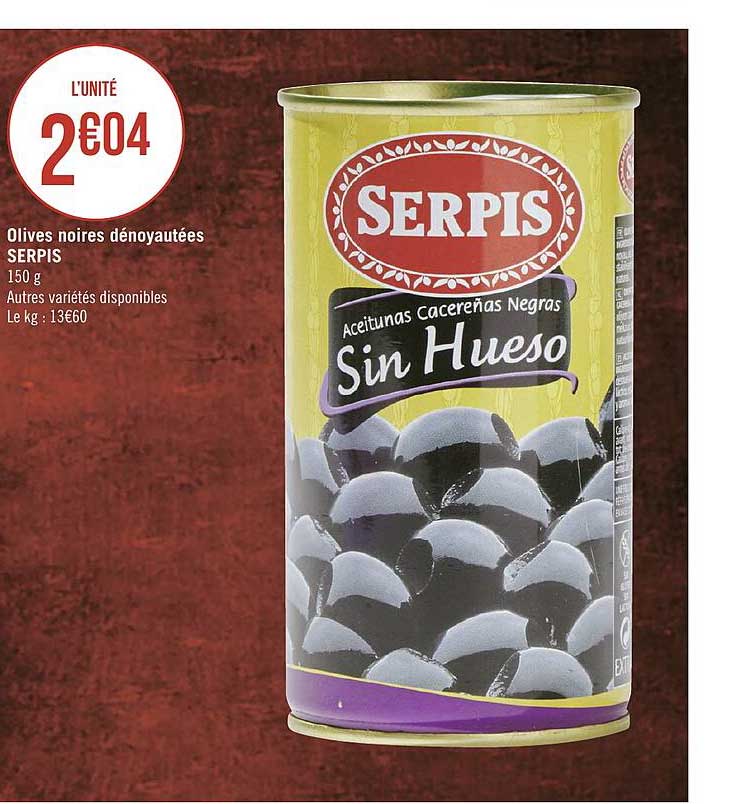 Olives Noires Dénoyautées Serpis