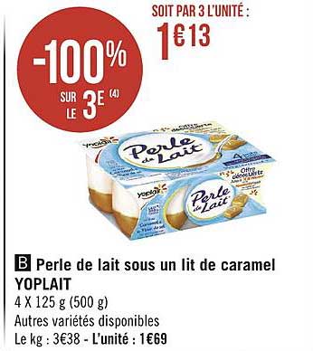 perle de lait sous un lit de caramel yoplait