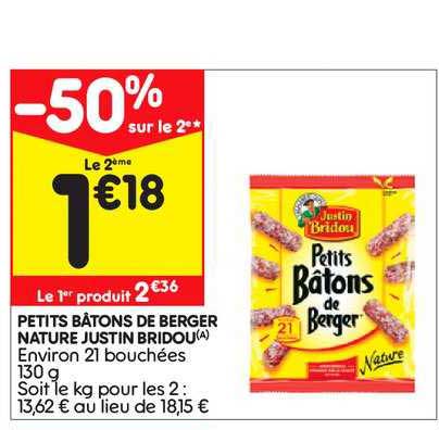 petits bâtons de berger nature justin bridou