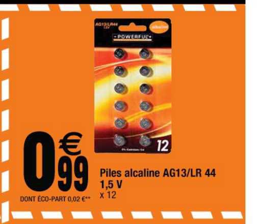 piles alcaline ag13-lr 44 1,5 v
