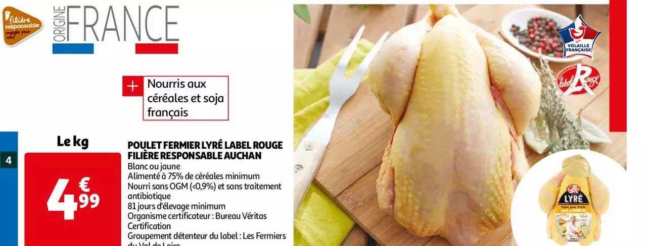 poulet fermier lyré label rouge filière responsable auchan