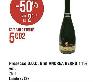 prosecco d.o.c. brut andrea berro 11% vol.