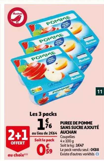 purée de pomme sans sucre ajouté auchan