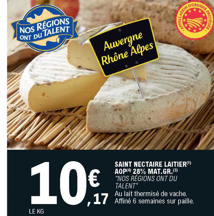 saint nectaire laitier aop 28% mat. gr. "nos régions ont du talent"
