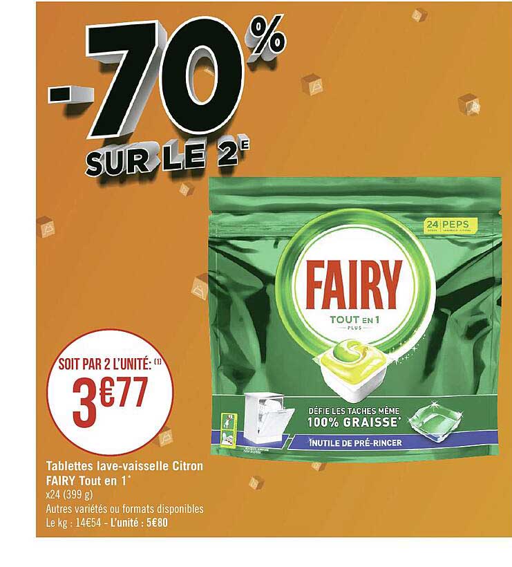 tablettes lave-vaisselle citron fairy tout en 1